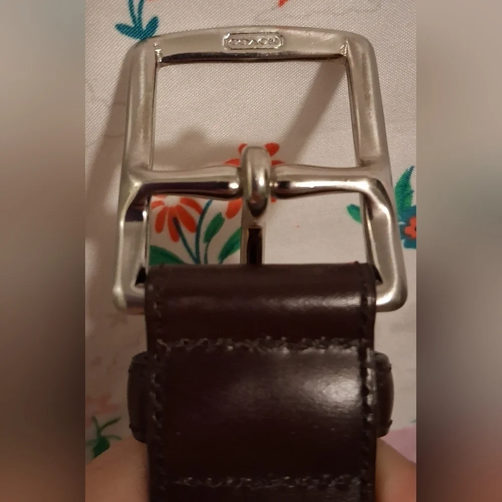 EUC Vintage Coach Brown Leather Harness Buckle Business Unisex Belt 43in